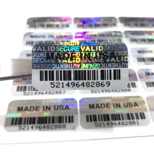 Barcode QR Code Serial Numbers 3D Custom Design Seal Warranty Hologram Sticker Label