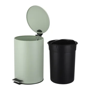 Bathroom Kitchen Trash Bin Steel Trash Can Waste Bin 3L 5L 12L Black Pedal Round Waste Bin with Soft Close