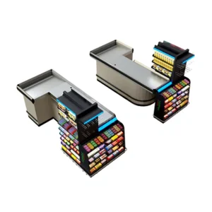 Beige Convenience Store Supermarket Durable Simple Cash Register 2 Shelves Customizable Dimensions Model HBE CC Made