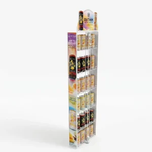 Beverage Drink Beers Freestanding Metal Display Stand with Metal Wires White Color Multiple Shelves Display Rack
