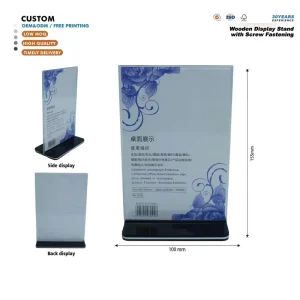 Black Base Desktop Sign Holder Transparent Acrylic Tabletop Price Card Stand for Retail Shop