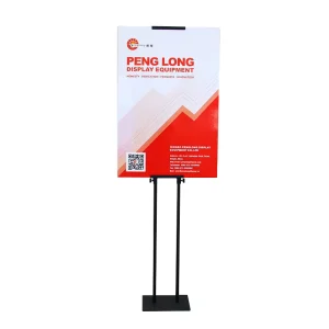 Black Height Adjustable Retail Display Poster Stand Steel Sign Holder Metal Display Stand