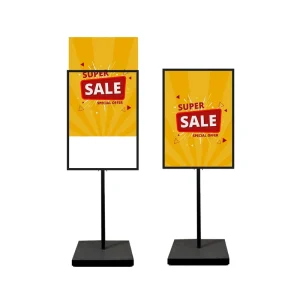 Black Steel Heavy Duty Double Sided Poster Display Stand Eco Friendly Info Board Rack For Store Use