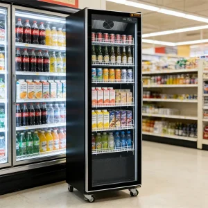 Black Upright Cold Drink Fridge Commercial Supermarket Retail Drink Refrigerator Beverage Display Chiller