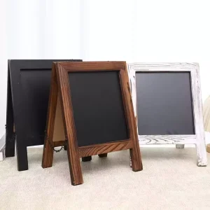 Blackboard Style Wooden Table Menu Stand with Log Memo Clip Retail Sign Display Holder in Chalkboard Style
