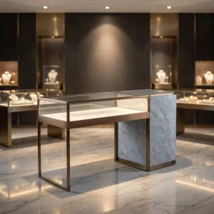 Boutique Luxury Modern Jewelry Retail Fixtures & Fittings Modular Showcase Display with Eco Friendly Heavy Duty LED Lighting