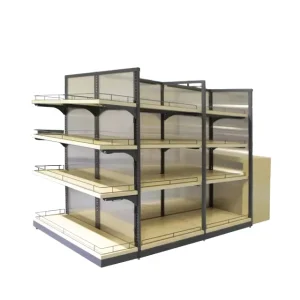 Boutique Store Fixtures Double Sided Shelves Store Display Stand Supermarket Shelving