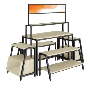 Boutique Supermarket Display Stand Single Sided Light Duty Metal Wood and Plastic Acrylic Storage Rack for Store Use