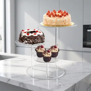 Bulk Order Round Clear Acrylic Cake Stand Multi Size Dessert Display Set Factory Supply for Wedding Event Merchants