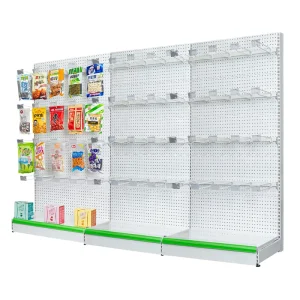 CE Certified Single Sided Retail Store Fixtures Supermarket Steel Display Shelf for Grocery Store Wall Rack Metallic Material