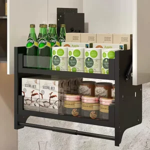 Cabinets Rack Storage Dish Lift for Accessories Automatic Cupboard Drop Down Tier Double Layer Kitchen Elevator Pull Out Basket