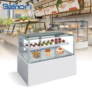 Cake Display Merchandiser Refrigerator with Sliding Glass Door Air Cooling Intelligent Temperature Control for Supermarket Use