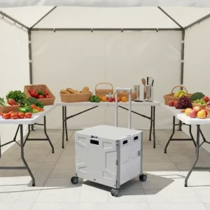 Camping Trolley Car Trunk with Wheels Portable Grocery Supermarket Shopping Organizing Luggage with Cover