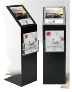 Car Show Iron Floor Standing A4 Sign Stand with Literature Holders Acrylic Info Display Stand
