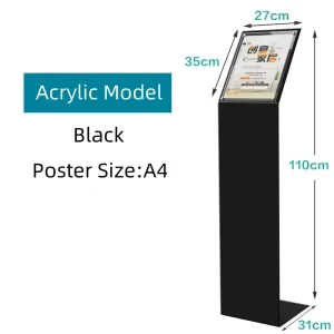 Car Show Iron Floor Standing A4 Sign Stand with Literature Holders Acrylic Info Display Stand Factory