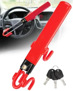 Car Steering Wheel Lock Anti Theft Device Wheel Locks for Cars Dual Hooks Auto Lock Steering Wheel Fit SUVs & Trucks