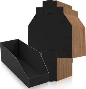 Cardboard Storage Bins Open Top Corrugated Shelf Organizer Bins For Pantry Parts Garage Snacks Bottles Cans Warehouse Cubby