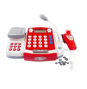 Cash Register with Scanner & Microphone Play Restaurant & Supermarket Toy Includes Calculator Grocery Cashier Role Play Set