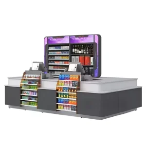 Cashier Table Wooden Express Checkout Counter for Supermarkets