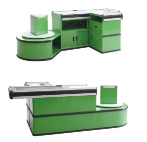 Checkout Counter With Conveyor Belt Supermarket Equipment