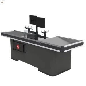 Checkout Counter for Supermarkets and Retail Stores Cashier Check Table with Stone Design Made of Durable MDF Wood