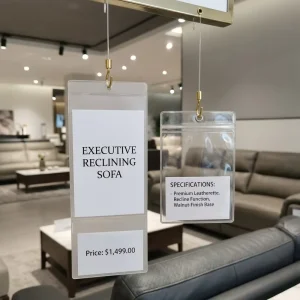 China PVC Clear Price Tag Holder Plastic Furniture Price Label Sleeves Customized