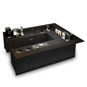 China Tea Shop Corner Water Bar Integrated Cashier Counter Cake Coffee Catering Bakery Stainless Steel Service Counter Model