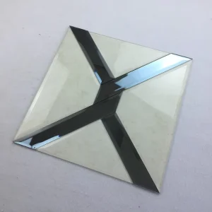 Chinese Modern Square Frameless Colored Mosaic Glass Mirror Tiles Safety Glass Silver Gold Mosaic Wall Art Luxury Design