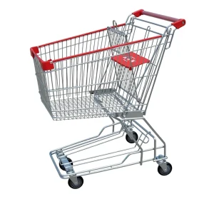 Chrome Plating 100L Supermarket Push Trolley Asian Style Shopping Trolly Cart