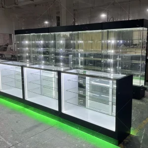 Cigarette Display Counter L Shape 6ft Glass Checkout Cabinet for Smoke Shop Retail Tobacco Product Presentation