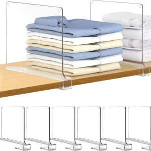 Clear Acrylic Book Shelf Divider Plastic Shelf Divider for Home Closet Display