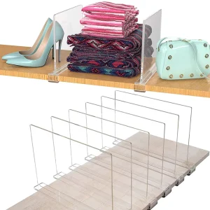 Clear Acrylic Double-Sided Shelf Dividers for 11″ Shelves Closets Clothes Sweaters Indoor Outdoor Use