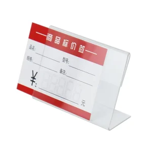 Clear Acrylic L Shaped Display Stand for Table Cards Price Tags Name Plates Desktop Sign Holder Retail Shops & Offices