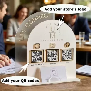 Clear Acrylic QR Code Sign Holder Custom Payment Display Stand for Business Desk Home Office Decor