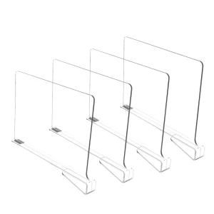 Clear Acrylic Removable Shelf Divider for Wood Shelves and Clothes Organizer Kitchen Cabinets Closet Separator