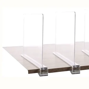 Clear Acrylic Shelf Dividers Supermarket Library and Closet Cabinet Display Racks for Cabinet Separation and Shelving