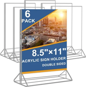 Clear Acrylic Sign Holder 8.5 X 11 Double Sided Flyer Display Stand Plastic Table Menu Stand for Restaurant