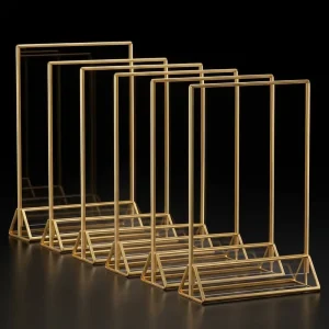 Clear Acrylic Sign Holder with Gold Borders for Hotel