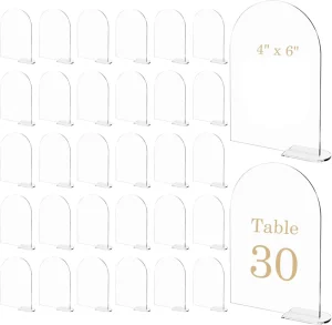 Clear Blank Arch Wedding Table Numbers DIY Arch Acrylic Sign with Stand for Wedding Reception Event Party Centerpieces Decor