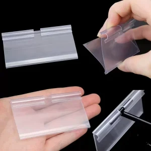Clear Hanging Hook Label Holder Transparent Plastic Price Tag Sign for Retail Display Hooks