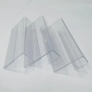 Clear PVC Folding Hook Price Tag Holder for Shelf Transparent Heat Bent Hanging Label Strip for Retail Display