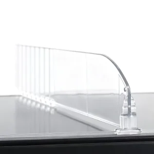 Clear PVC Shelf Divider for Retail Display Rack Organizing Groceries and Store Merchandise