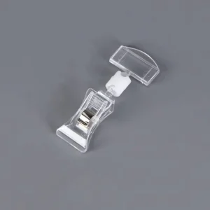 Clear Plastic Rotatable Pop Sign Clip Merchandise Price Tag Holder Display Label Clip for Supermarket