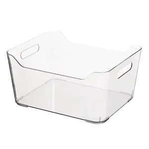 Clear Rectangular Multifunction Plastic Clothing Storage Basket Organizer Bin with Handle