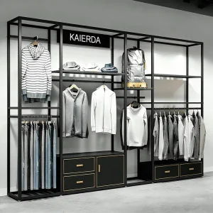 Clothes Rack for Clothing Store Floor Standing Clothes Rack Customized Logo Exhibition Display Stand