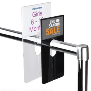 Clothing Rack Dividers Acrylic Price Tag Holder Slide on Rail Graphic Holder