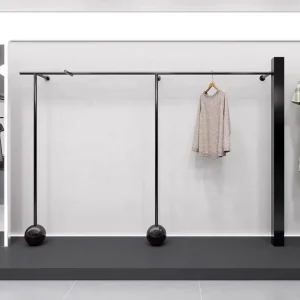 Clothing Rack Wall Mounted Clothing Display Stand Black Metal Hanging Clothes Display Rack