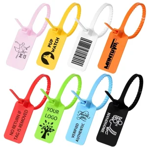 Clothing Shoe Bag Brand Custom Logo Design Offwhite Plastic Seal Tags Zip Tie Hang Tag