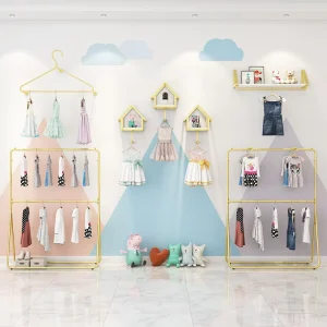 Clothing Store Gold Display Rack Clothes Rack for Clothing Store