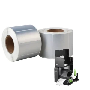 Coated Paper Adhesive Stickers Waterproof Scratch off Matte Silver Labels for Pet Tags Barcode Rolls